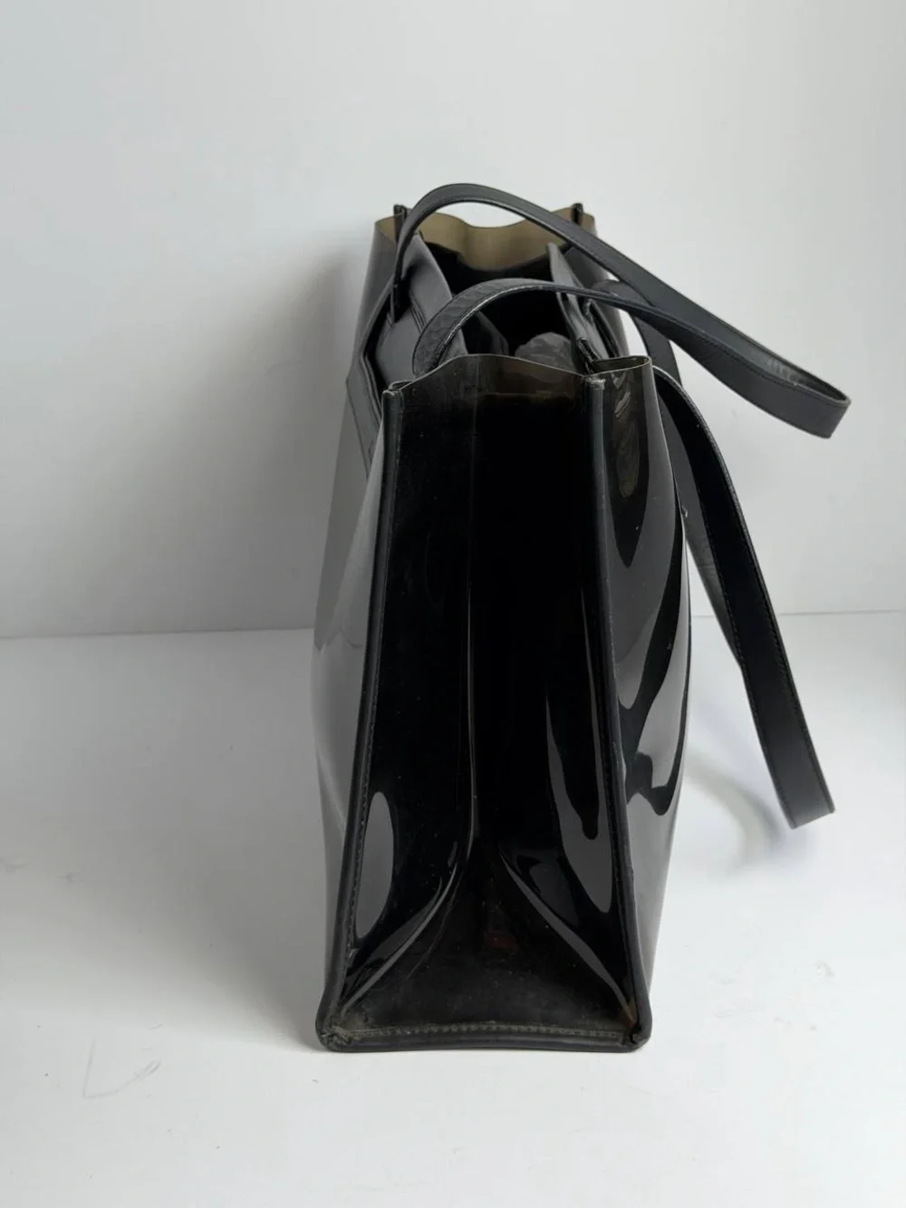 Salvatore Ferragamo 2-Way Black PVC and Leather Tote Bag